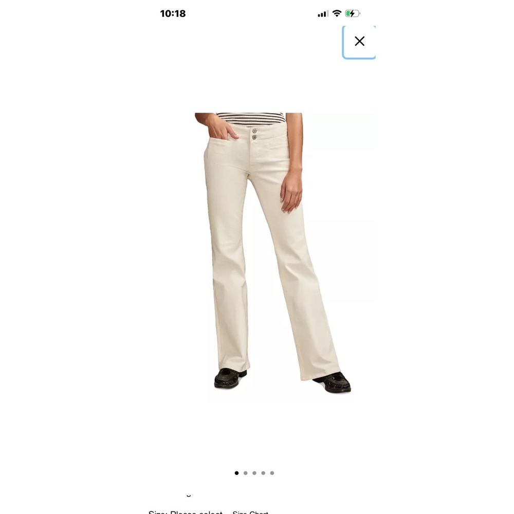Lucky‎ Brand Flare Jeans Women 14 White Double Button Stretch Denim